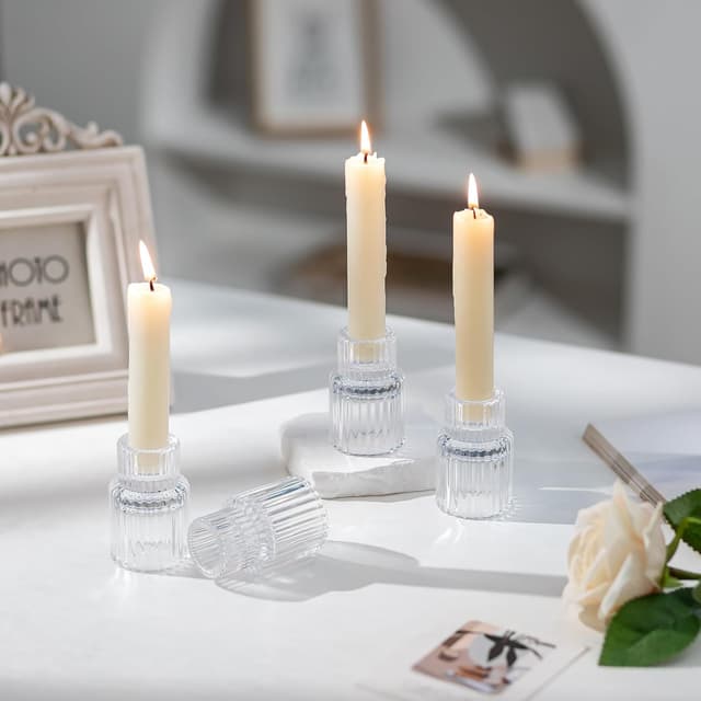Thumbnail 3 de Romadedi Glas Kerzenhalter Kerzenständer für Stabkerzen