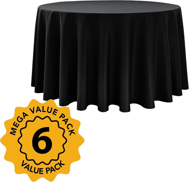 Detalle 2 de Dailyset 6-Pack Black Round Tablecloths 120 Inch