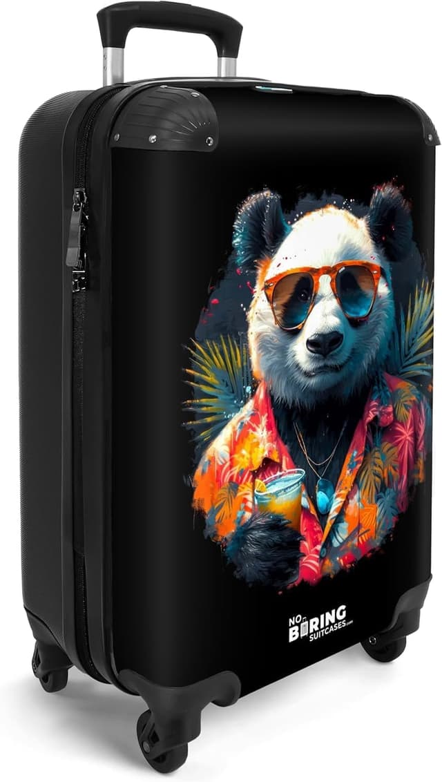 Detalle de Valise cabine 55x35x25 cm NoBoringSuitcases.com à roulettes (Panda - Rose) et serrure à combinaison