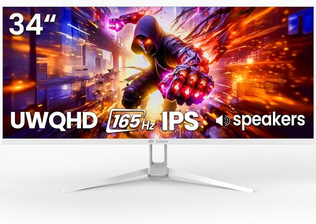 Detalle de CRUA 34" White Gaming Monitor 3440x1440 165Hz