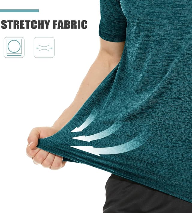 Thumbnail 4 de TACVASEN Herren Meliertes Sport Shirt Kurzarm