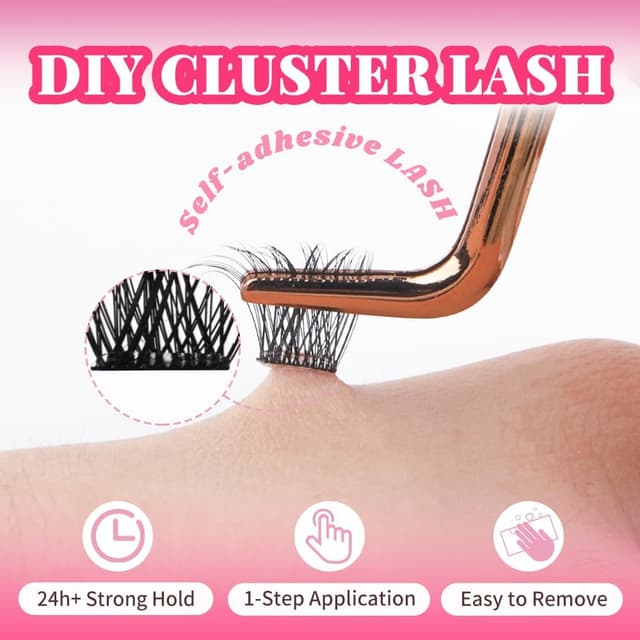 Detalle de FADVAN Faux Cils Autoadhésifs Naturel D Curl – Extensions en clusters 0,07 mm (8 à 16 mm), sans colle