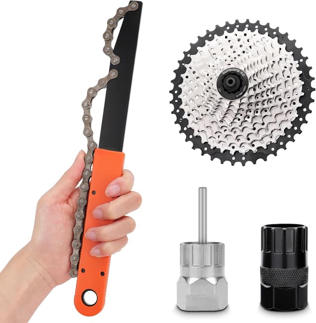 Detalle de Fengzio Fahrrad Kettenpeitsche-Set mit Zahnkranzabzieher und Universal-Kassettenabzieher