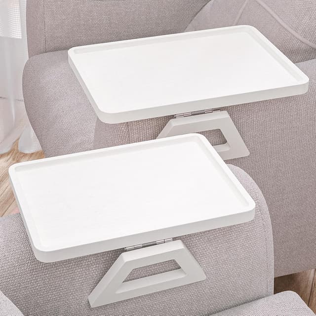 Thumbnail 6 de Danfoxer 2-Pack Couch Arm Tray (Bamboo, Clip-On) for Drinks, Snacks, Phone & Remote