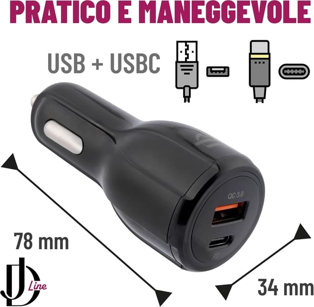 Thumbnail 2 de Caricatore Auto USB-C QC 3.0