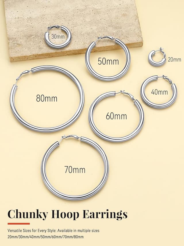Thumbnail 4 de Hoop Earrings Stainless Steel 40mm