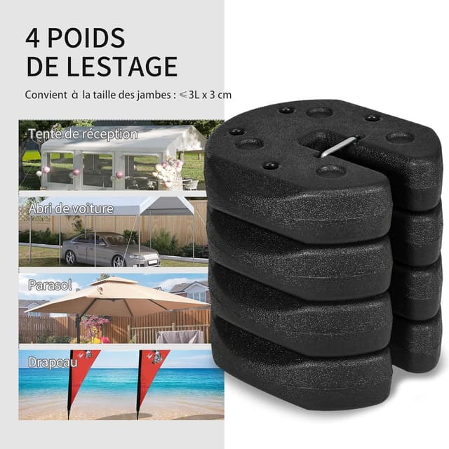 Thumbnail 3 de Outsunny Poids de lestage 4pcs pour tonnelle