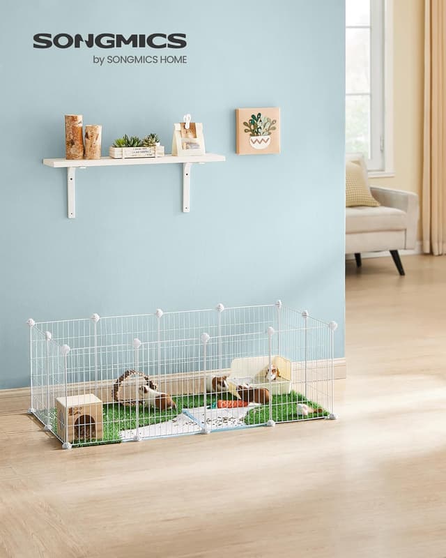 Detalle de SONGMICS LPI001W01 recinto personalizzabile per piccoli animali bianchi, con rete in metallo