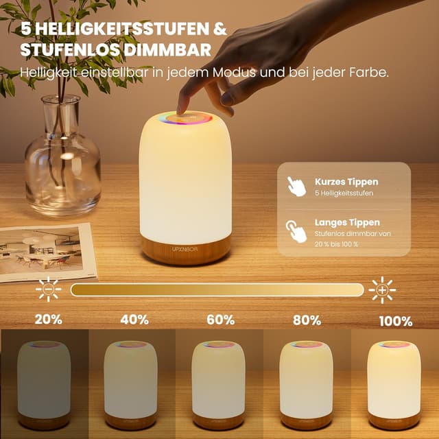 Detalle de UPXNBOR Nachttischlampe Touch 1800 mAh