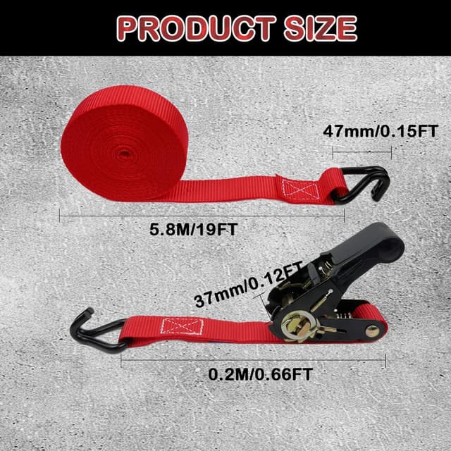 Detalle 2 de OWSYTOOL Ratchet Straps 6m 800kg Tie Downs