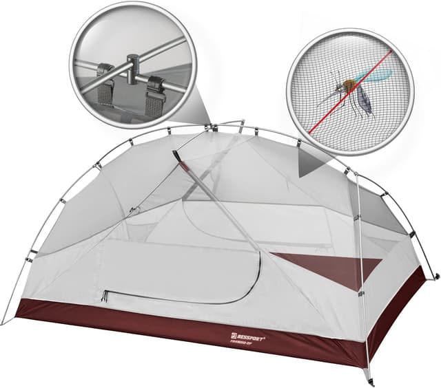 Detalle 2 de Bessport Zelt 2/3 Personen Camping 2 Türen