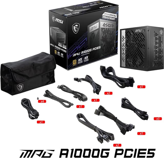 Detalle de MSI MPG A1000G PCIE5: vollmodulares 1000-W-PC-Netzteil mit ATX 3.0 & PCIe 5.0