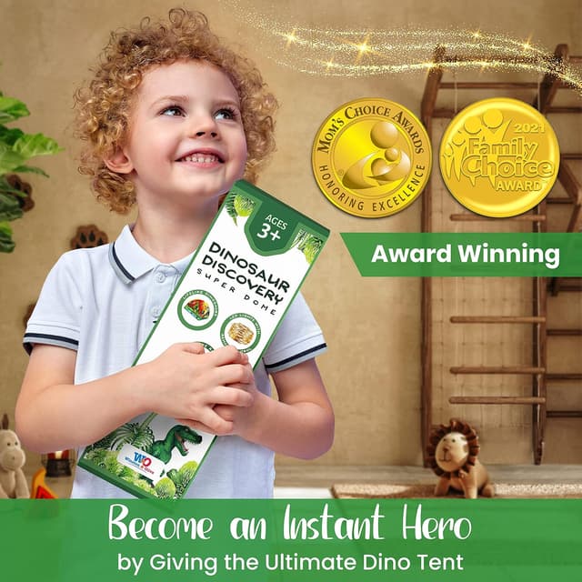 Thumbnail 6 de W&O Dino Super Dome with Roar Button Dinosaur Tent with LED Lights (Kids 3–12)