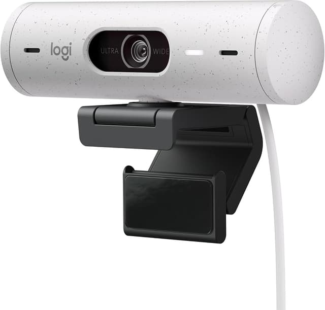 Detalle de Logitech Brio 500 Webcam HD con micrófonos duales y cubierta