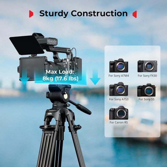 Detalle de SMALLRIG FreeSpeed 5442 Videostativ 75" mit Fluidkopf 🎥
