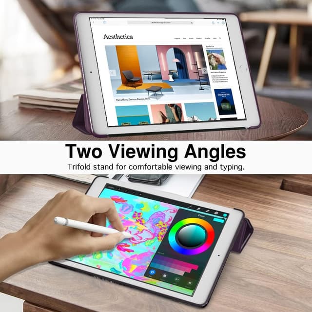 Detalle de MoKo case for iPad 9th/8th/7th Gen 10.2-inch (Deep Purple) with stand and auto wake/sleep