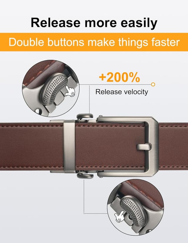 Detalle 2 de JUKMO 1,5“-Leder-Ratschengürtel (38 mm) für Herren in Geschenkbox