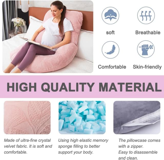 Detalle de TaiBest Schwangerschaftskissen aus geschreddertem Memory-Schaum (U-Form) – Pink