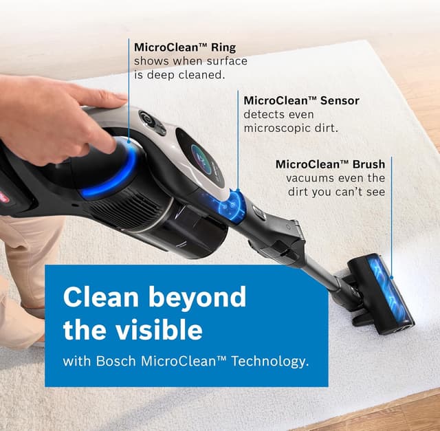 Detalle 2 de Bosch Unlimited 10 BBS1041GGB cordless vacuum cleaner with 80-minute runtime and MicroClean sensor display