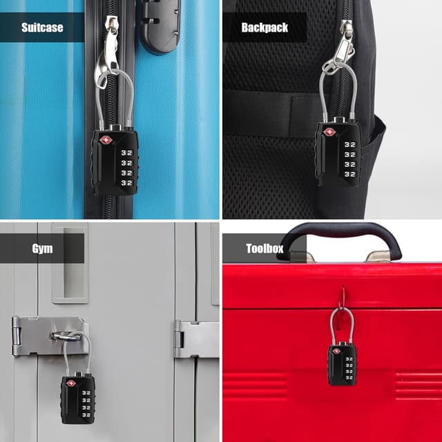 Thumbnail 6 de Diyife TSA Luggage Locks (2 Pack) – 4 Digit Combination Padlocks with Long Shackle for Suitcases & Bags