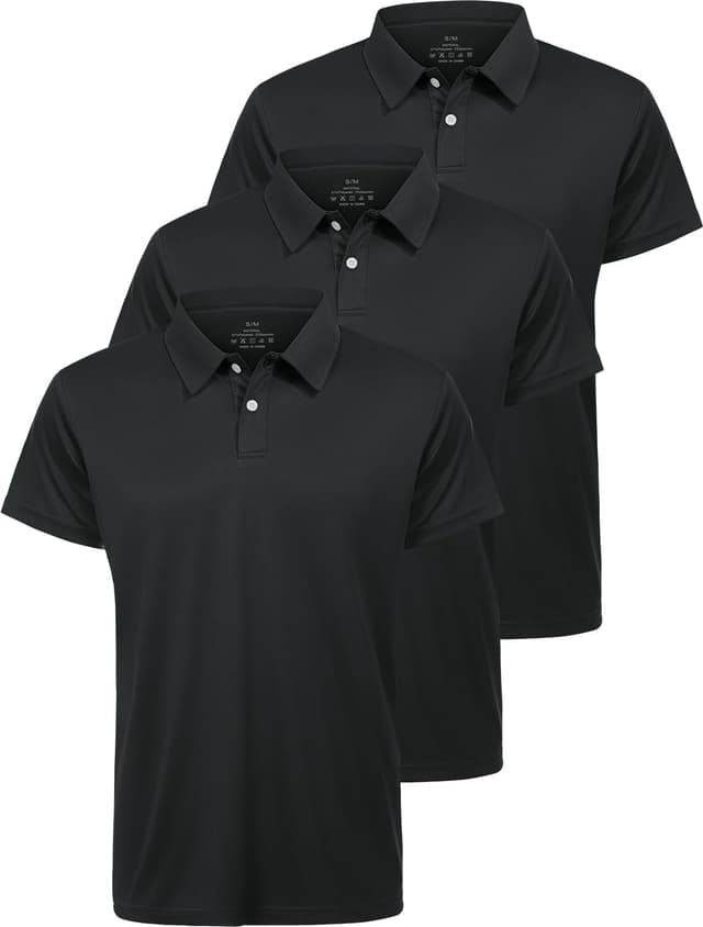 Detalle de Star Vibe 3er Pack Polo Shirts für Herren – atmungsaktive Kurzarm-Polos aus Funktionsmaterial