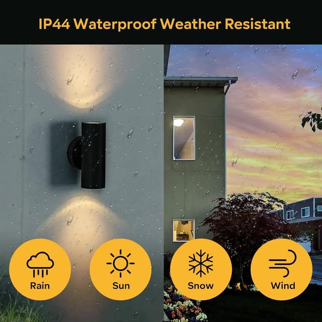 Detalle de Kerry Outdoor Wall Lights up & down mains powered, black stainless steel IP44 (2 pack)