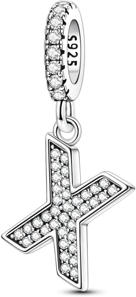 Detalle de QIKAOLA ciondolo charms in argento Sterling 925 lettera (A–Z) per bracciali e collane stile Pandora