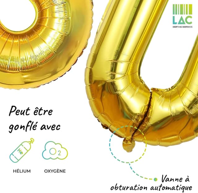 Thumbnail 2 de LAC Ballon 40 Ans Doré Décoration