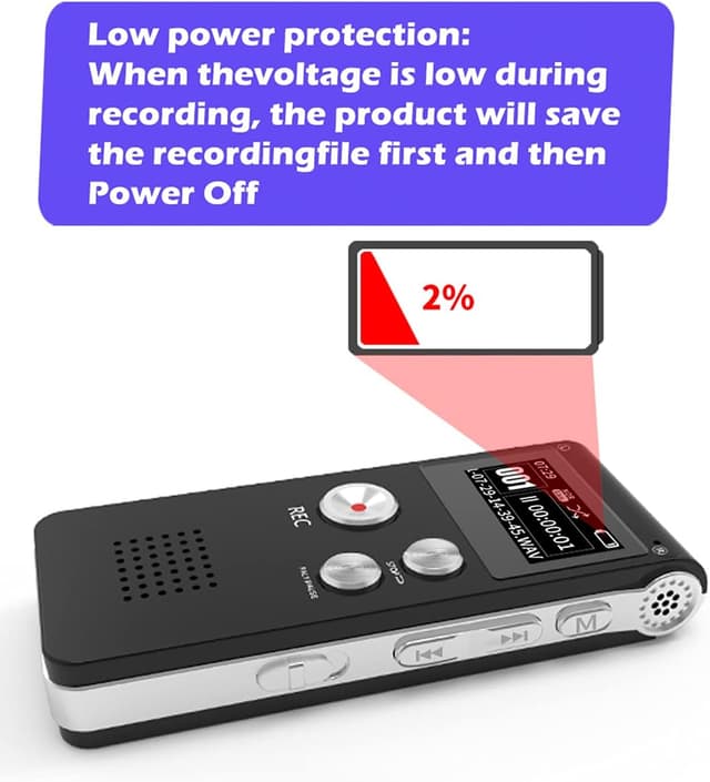 Thumbnail 5 de Fikyra 32GB digital voice recorder — 30h battery 🎙