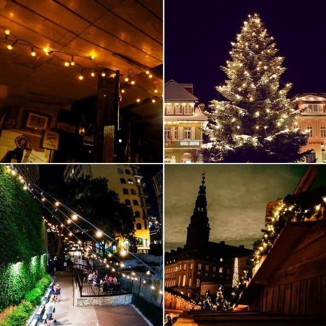 Detalle 2 de IIHome 90 LED 50 ft solar powered garden string lights (warm white) — IP65 waterproof crystal ball style