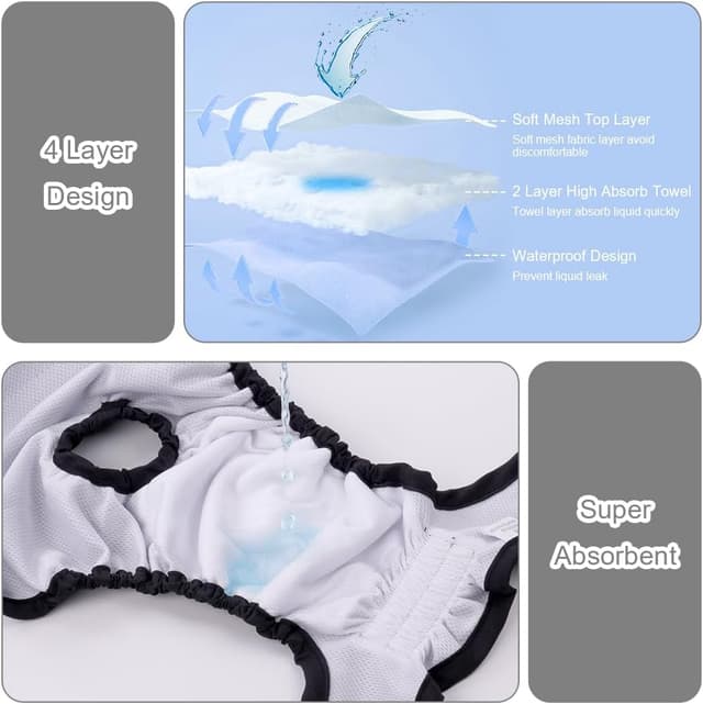 Detalle de Aomig lavabili pannolini per cani femmina taglia M – pannolini riutilizzabili e pantaloni mestruali assorbenti