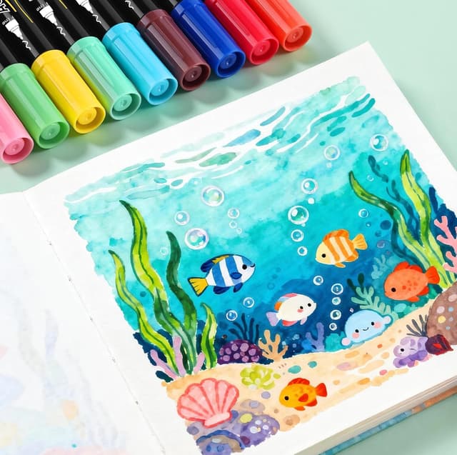 Thumbnail 5 de MarkMuse 120 colori pennarelli acrilici a doppia punta per pittura su legno, vetro, ceramica e tessuti