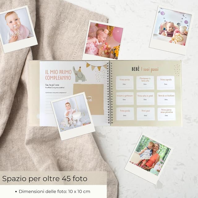 Thumbnail 6 de HuBorns Album Nascita bambina e bambino per incollare foto e scritte, con oltre 50 pagine e adesivi