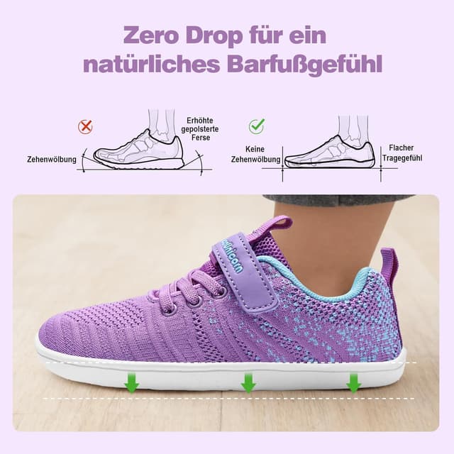 Detalle de IceUnicorn Kinder Hausschuhe Barfußschuhe – leichte, rutschfeste Minimal-Sportschuhe für drinnen