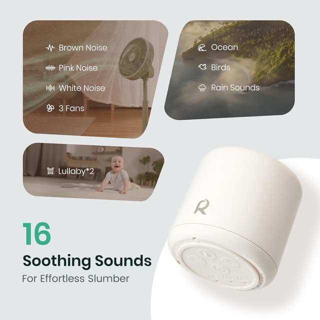 Detalle 2 de Restnature Portable White Noise Machine for Baby & Adults (16 sounds, USB rechargeable, timers)