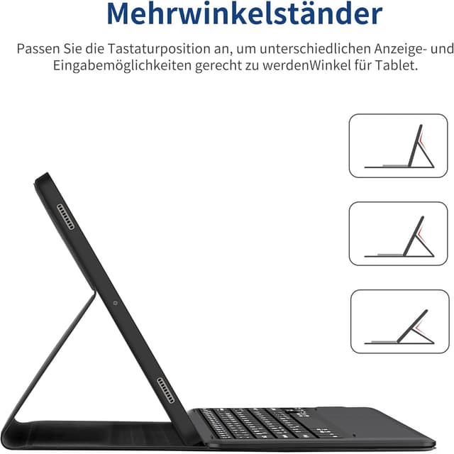 Detalle de EasyAcc Tastaturhülle für Samsung Galaxy Tab S9 FE+ / S9+ / S10+ 12,4 Zoll (QWERTZ, abnehmbar) inkl. Stifthalter – Schwarz