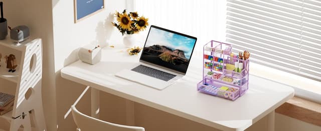 Thumbnail 6 de Marbrasse Organizer Scrivania in Rete con scomparti inclinabili e cassetto, viola