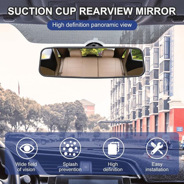 Detalle 2 de Obidodi rear view mirror for driving test (200 x 60mm) — adjustable suction-cup instructor/learner examiner mirror