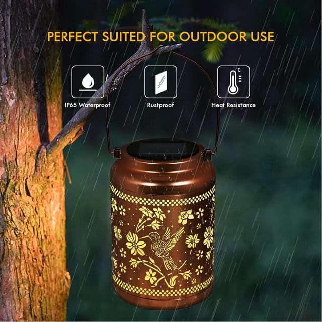 Thumbnail 5 de Solar Lanterns Outdoor Garden Decor Hummingbird Light