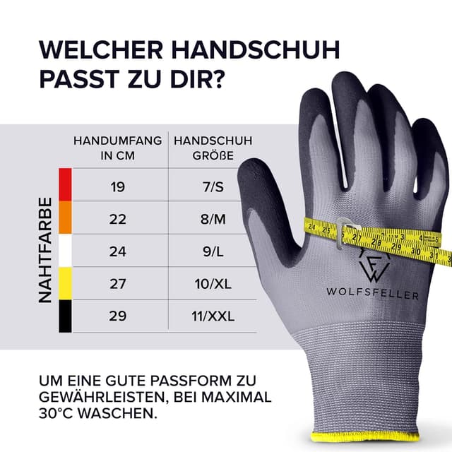 Detalle de WOLFSFELLER gants de travail homme en nitrile – Taille 10 (lot de 5 paires)