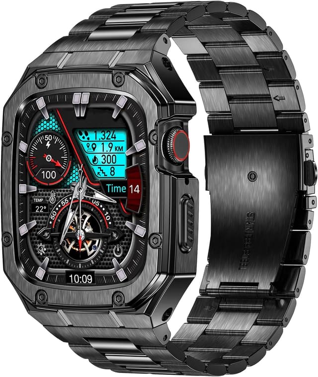 Thumbnail 6 de BAITEYOU Stainless Steel Watch Band with Protective Case for Apple Watch Ultra 3/2/1 (49mm) in Titanium Color