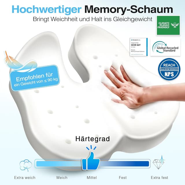 Detalle de POOTACK Sitzkissen Memory-Schaum mit Griff