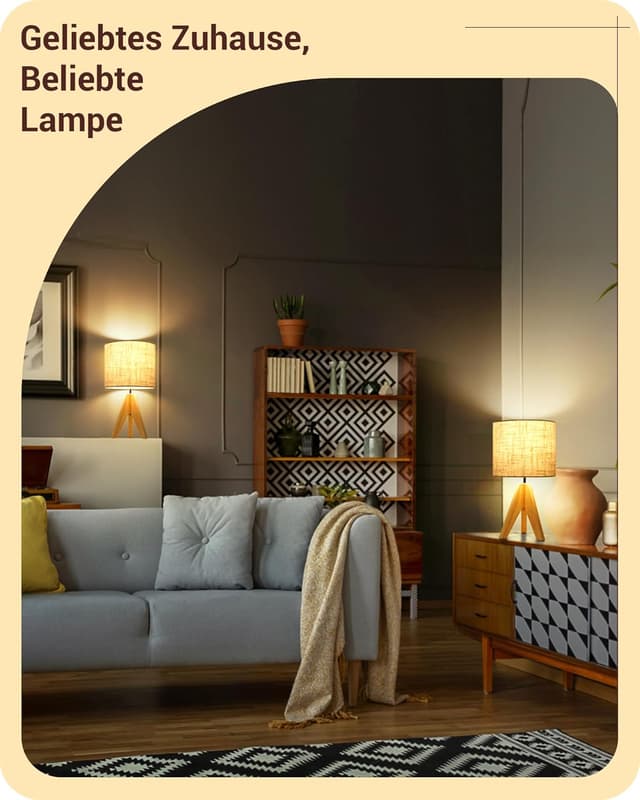 Detalle de EDISHINE Nachttischlampe aus Holz mit E27-Fassung und beigem Leinen-Schirm (36 cm)