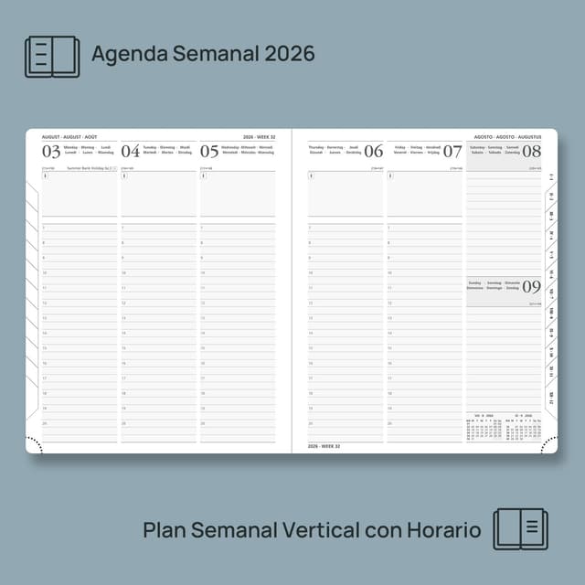 Detalle de POPRUN Agenda 2026 Semana Vista Bolsillo 16 x 10,5 cm