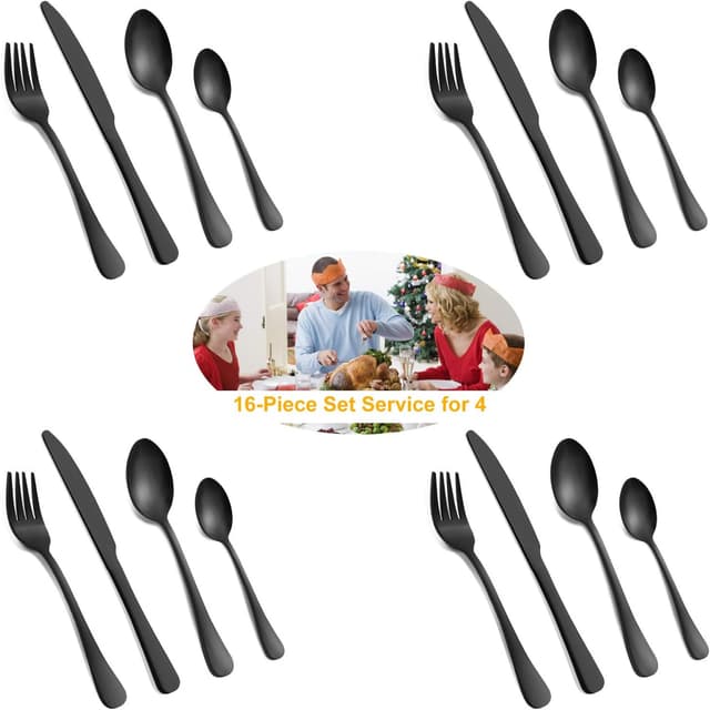 Thumbnail 6 de BEWOS 16-piece matt black cutlery set 🍴