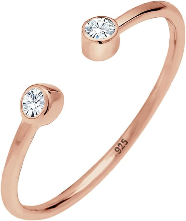 Detalle de Elli Ring Solitär offen 925 Silber rosévergoldet 💍