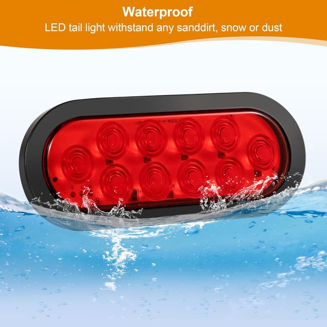 Thumbnail 2 de RUNHWEE 6-Inch Oval LED Trailer Lights Kit (2-Pack) with 10 LED Markers, Waterproof DOT-Compliant Red