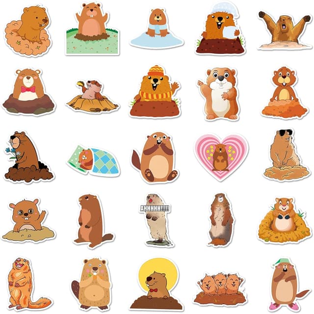 Detalle 2 de Affoto Murmeltier Aufkleber für Laptop – 50er-Set wasserdichte Vinyl-Sticker für Kinder & Fans