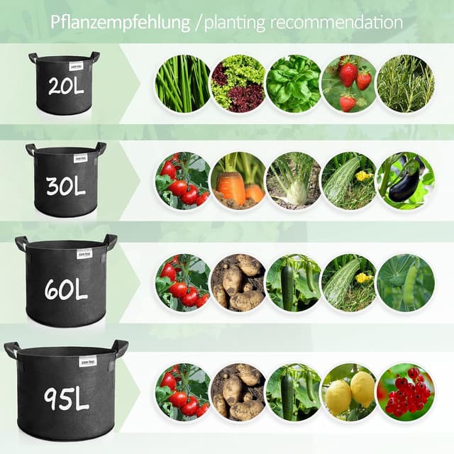 Detalle 2 de com-four® confezione da 5 sacchi per piante da 60 L con manici (nero)