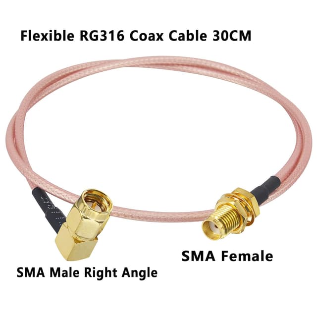 Detalle 2 de Boobrie 30cm SMA Male right-angle to SMA Female RG316 extension cable (2-pack) for WiFi/LTE routers